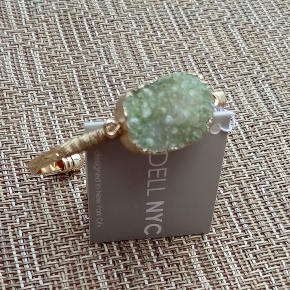 Retired Unique Druzy Green Quartz Cuff Bracelet - Picture 2 of 6